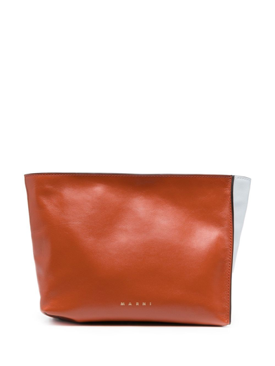 Marni Logo-print Detail Clutch Bag In Red