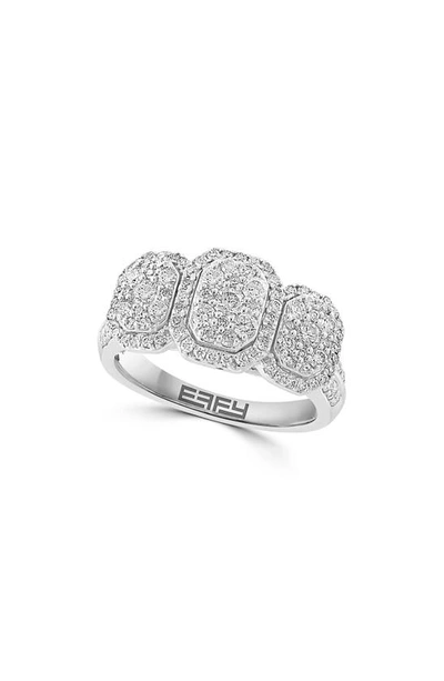 Effy Sterling Silver Diamond Statement Ring In White