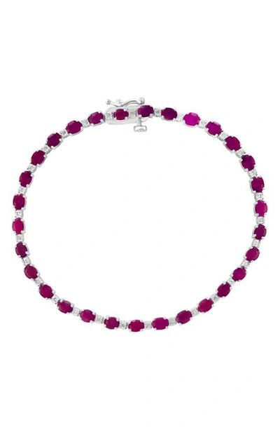 Effy Sterling Silver Ruby Diamond Bracelet In Red