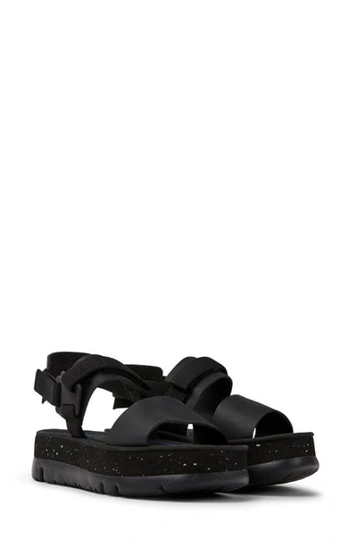 Camper Oruga Up Platform Sandal In Black