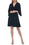 Alexia Admor Isla Draped Dolman Sleeve Fit & Flare Dress In Navy