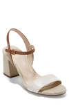 Cole Haan Josie Block Heel Sandal In Ivory/ Honey/ Gold Linen