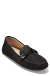 Cole Haan Evelyn Bow Leather Driver In Black