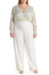 By Design Sandra Dico Dot Sequin Long Sleeve Jumpsuit In Gardenia