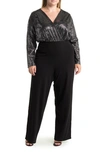 By Design Sandra Dico Dot Sequin Long Sleeve Jumpsuit In Black/ Silver