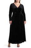 By Design Rosalie Long Sleeve Velvet Maxi Dress In Black