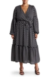 By Design Dottie Georgette Dot Faux Wrap Dress In Black/ White