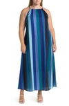 By Design Belinda Sleeveless Georgette Maxi Dress In Navy/ Blue Combo