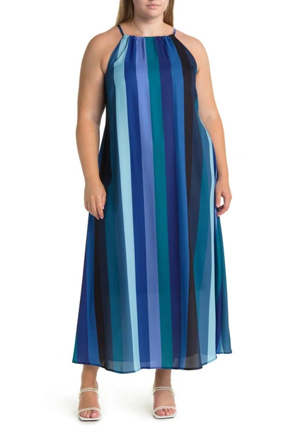 By Design Belinda Sleeveless Georgette Maxi Dress In Navy/ Blue Combo