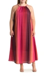 By Design Belinda Sleeveless Georgette Maxi Dress In Red/ Pink Combo