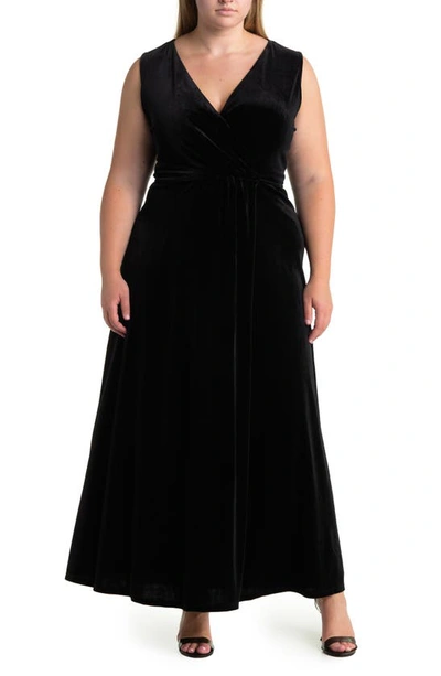 By Design Munich Sleeveless Velvet Maxi Dress In Black