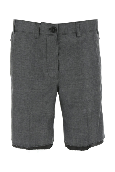 Miu Miu Grisaille Bermuda Shorts In Grey