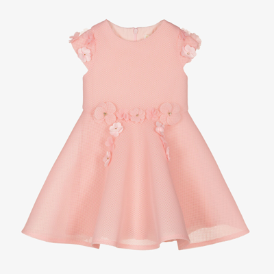 David Charles Babies' Girls Pink Mesh Flower Dress