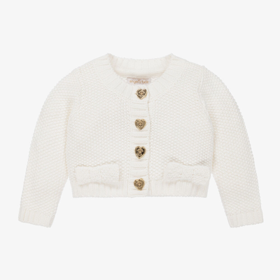 Angel's Face Baby Girls White Cotton Knit Cardigan