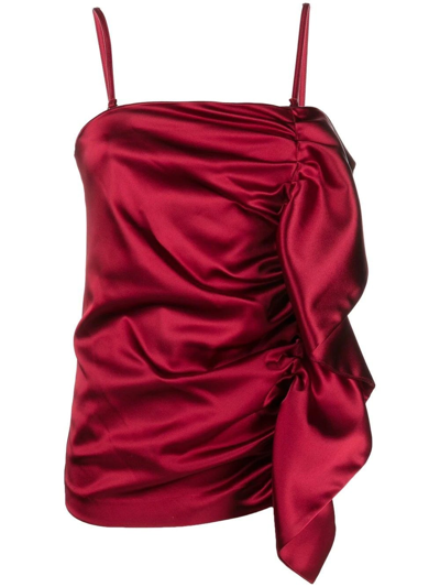 P.a.r.o.s.h Draped-trim Satin Top In Red