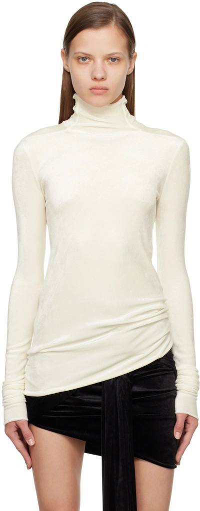 Rick Owens Lina Mock Neck Top In 11 Milk