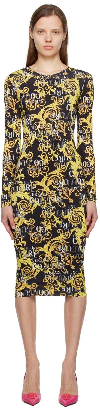 Versace Jeans Couture Black Graphic Midi Dress