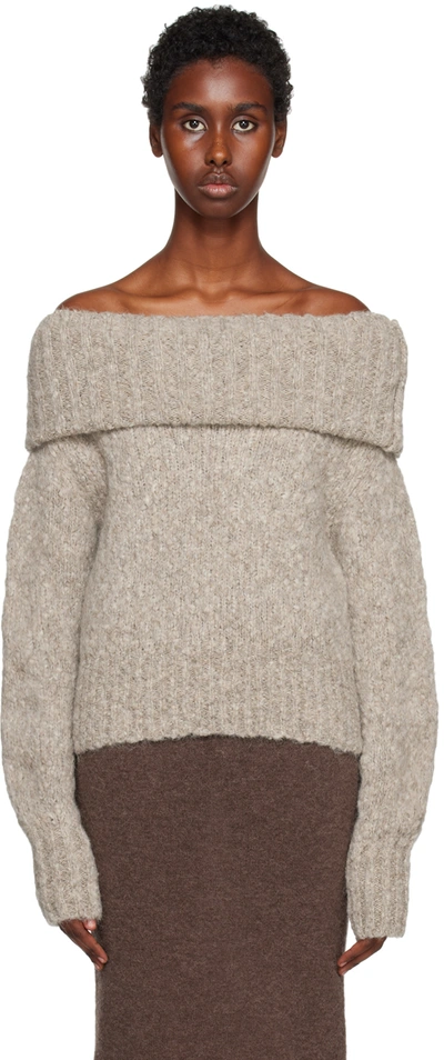 Paloma Wool Carlota Off-shoulder Knitted Jumper In Beige