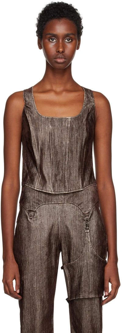 Paloma Wool Rear Lace-up Fastening Vest In Brown