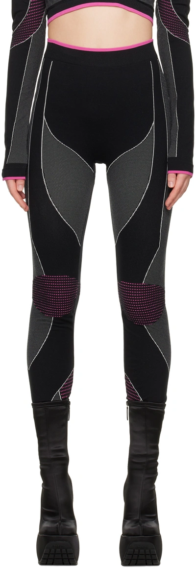 Balmain Black & Pink Rossignol Edition Seamless Leggings In Eeh Noir/fuchsia