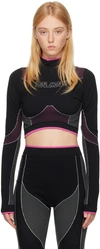 Balmain Multicolor Stretch Nylon Top In Eeh Noir/fuchsia