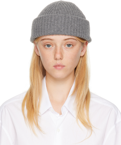 Ann Demeulemeester Ribbed-knit Cashmere Beanie In Grey Melange