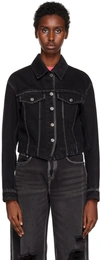 We11 Done Black V-line Denim Jacket In Black
