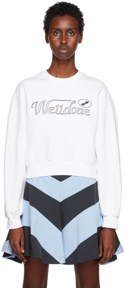 We11 Done White Printed Sweatshirt