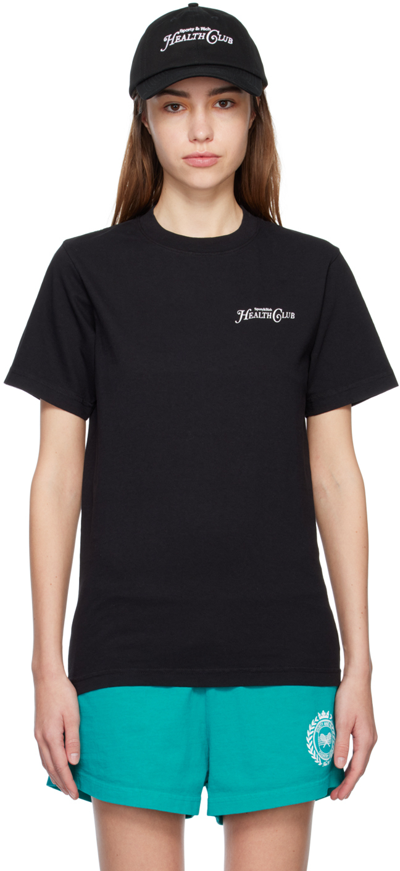 Sporty And Rich Logo Crew-neck T-shirt In Black