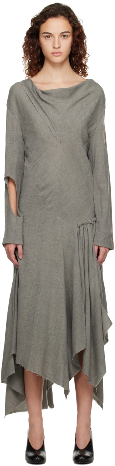 Niccolò Pasqualetti Gray Apertura Maxi Dress In Faded Grey