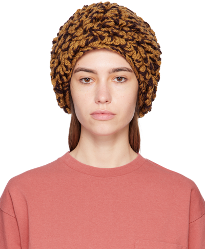 Bode Brown Loopy Beanie In Brown Yellow