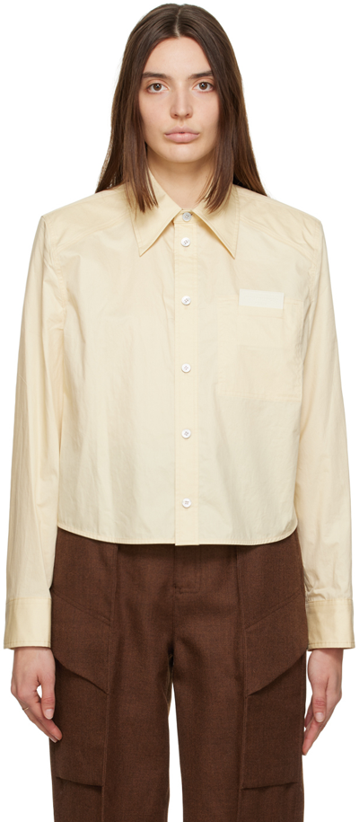 Wooyoungmi Yellow Cropped Shirt In Ivory 825i