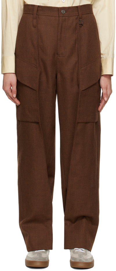Wooyoungmi Brown Straight Trousers In Mud 924d