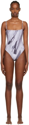 Elliss Ssense Exclusive Gray Pop One-piece Swimsuit In Grey
