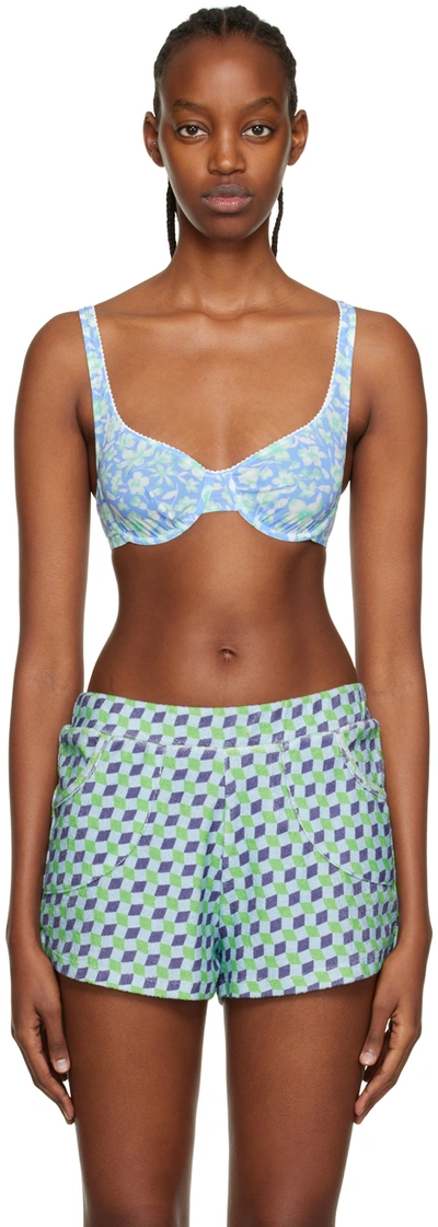 Fruity Booty Ssense Exclusive Blue Floral Bra