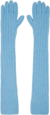 Dries Van Noten Ribbed-knit Gloves In Blue