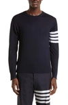 Thom Browne Navy Cashmere Striped Armband Pullover