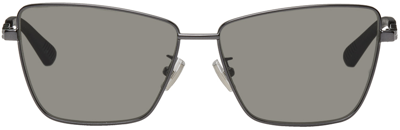 Bottega Veneta Gunmetal Classic Square Sunglasses In Gray