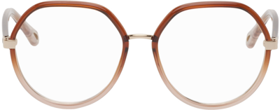 Chloé Brown Octagonal Glasses In 002 Brown