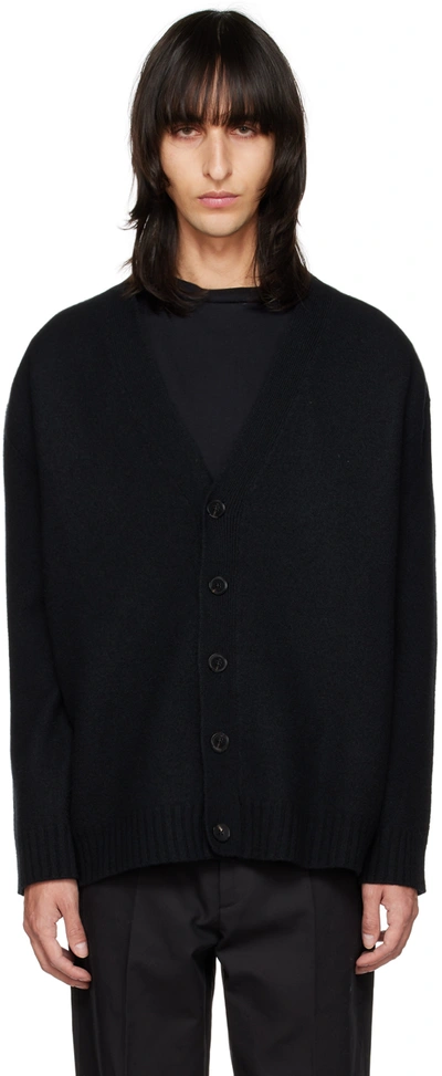Jil Sander V-neck Knitted Cardigan In Black