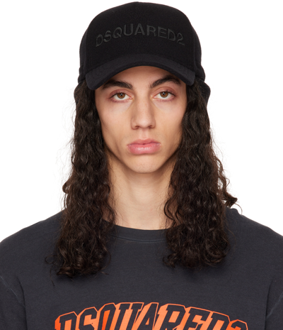 Dsquared2 Black Patch Baseball Cap In 2124 Black