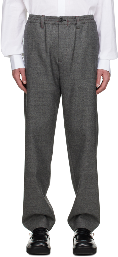 Marni Gray Textured Trousers In 00n98 Black/white