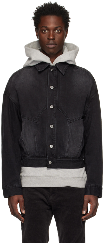 We11 Done Black Relaxed-fit Denim Jacket