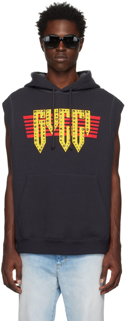 Gucci Cotton Jersey Sleeveless Sweatshirt In Black