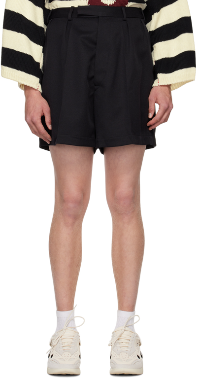 Raf Simons Pleated Wide-fit Mini Shorts In Black