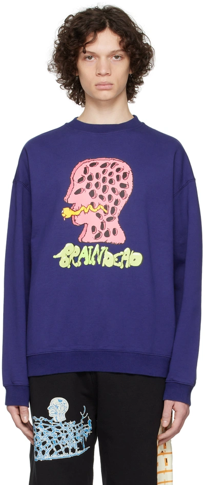 Brain Dead Blue Worm Hole Sweatshirt In Slate