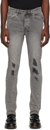 Ksubi Chitch Distressed Stretch Slim-fit Jeans In Grey