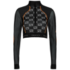 Gucci Gg-monogram Long-sleeved Jersey Crop Top In Black