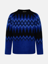Laneus Mohair Sweater With Optical Insert In Blue