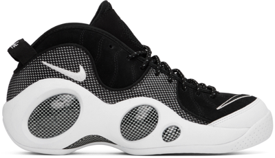 Nike Air Zoon Flight 95 Leather And Mesh Trainers In Black/white-mtlc Silver